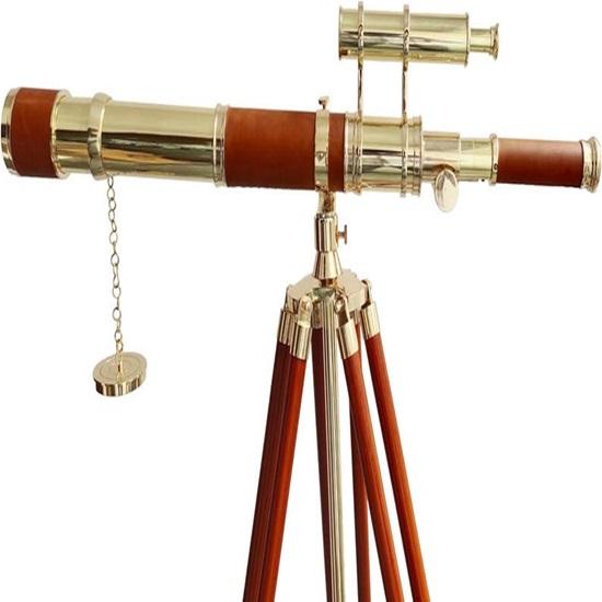 Brass Telescope On Adjustable Tripod Nautical Decor