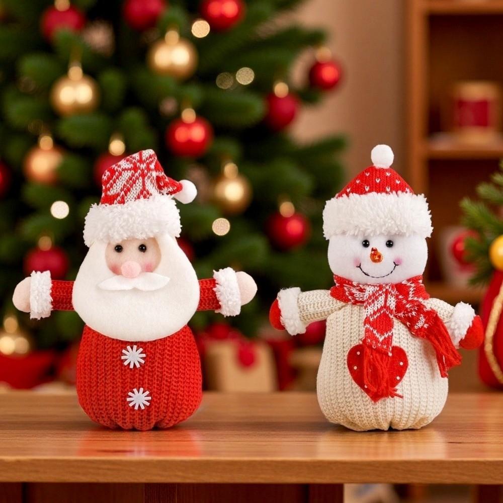 Snowman Christmas Doll Bag Knitted Xmas Drawstring Bag Christmas Candy Bag  Christmas Party
