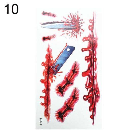 3D Halloween Bloody Scar Temporary Tattoo Sticker Cosplay Body Art Makeup Decal
