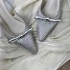Fashion Sexy Pointed Toe Bow Back Strap Pumps Women Luxury Bling Rhinestone Branded Designer Shoes Elegant Banquet Wedding Bridal Shoes