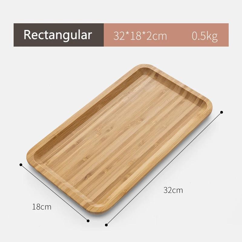 Japanese Style Bamboo Tea Tray Rectangular and Round Serving Trays Kitchen Platter Food Plate for Snacks Dessert and Breakfast