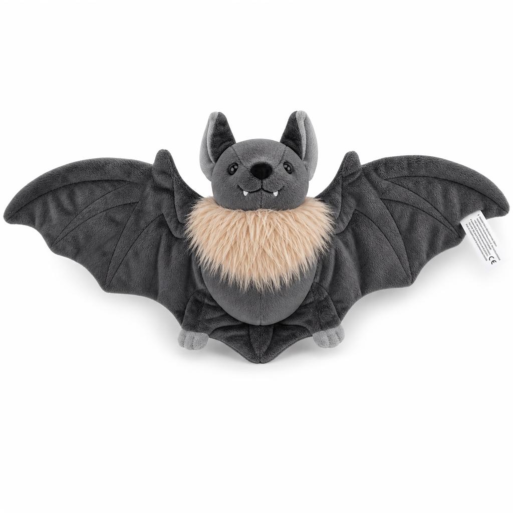 Halloween Bat Plush Toy17.7Inch Black Bat Stuffed Animal Cute Flying Fox Plush Toy Soft Gothic Style Decorative Gift