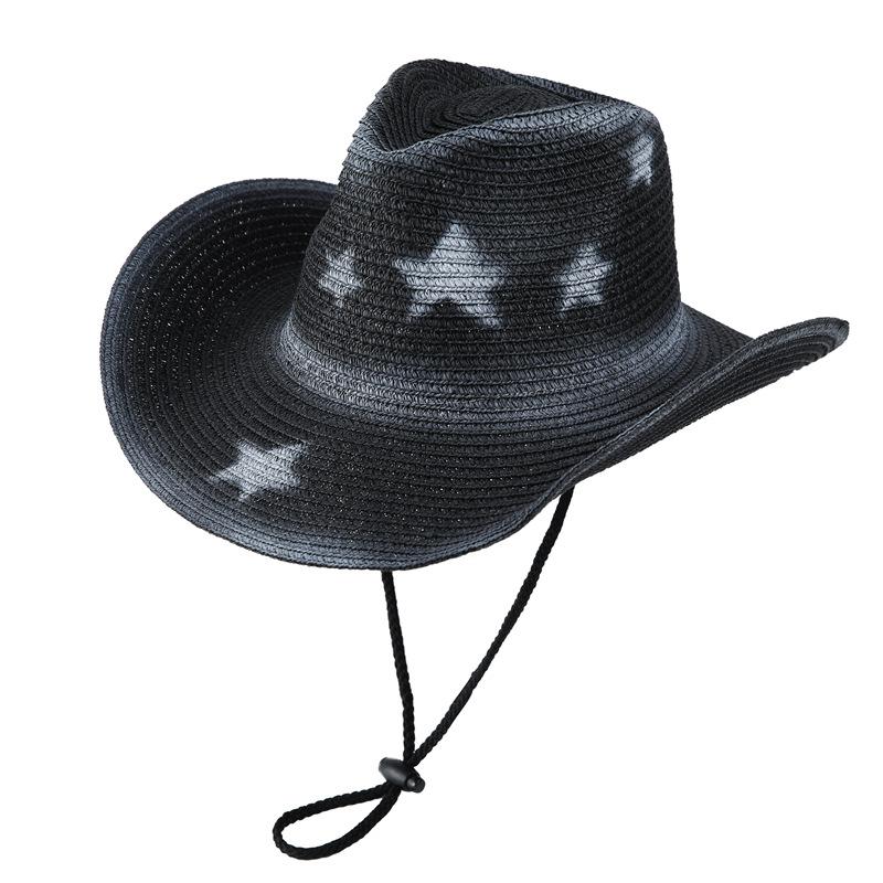 Western Cowboy Straw Hat Foldable Summer Vacation Travel Mountaineering Sun Protection Visor Hat Large Brim Female Knight Hat Male