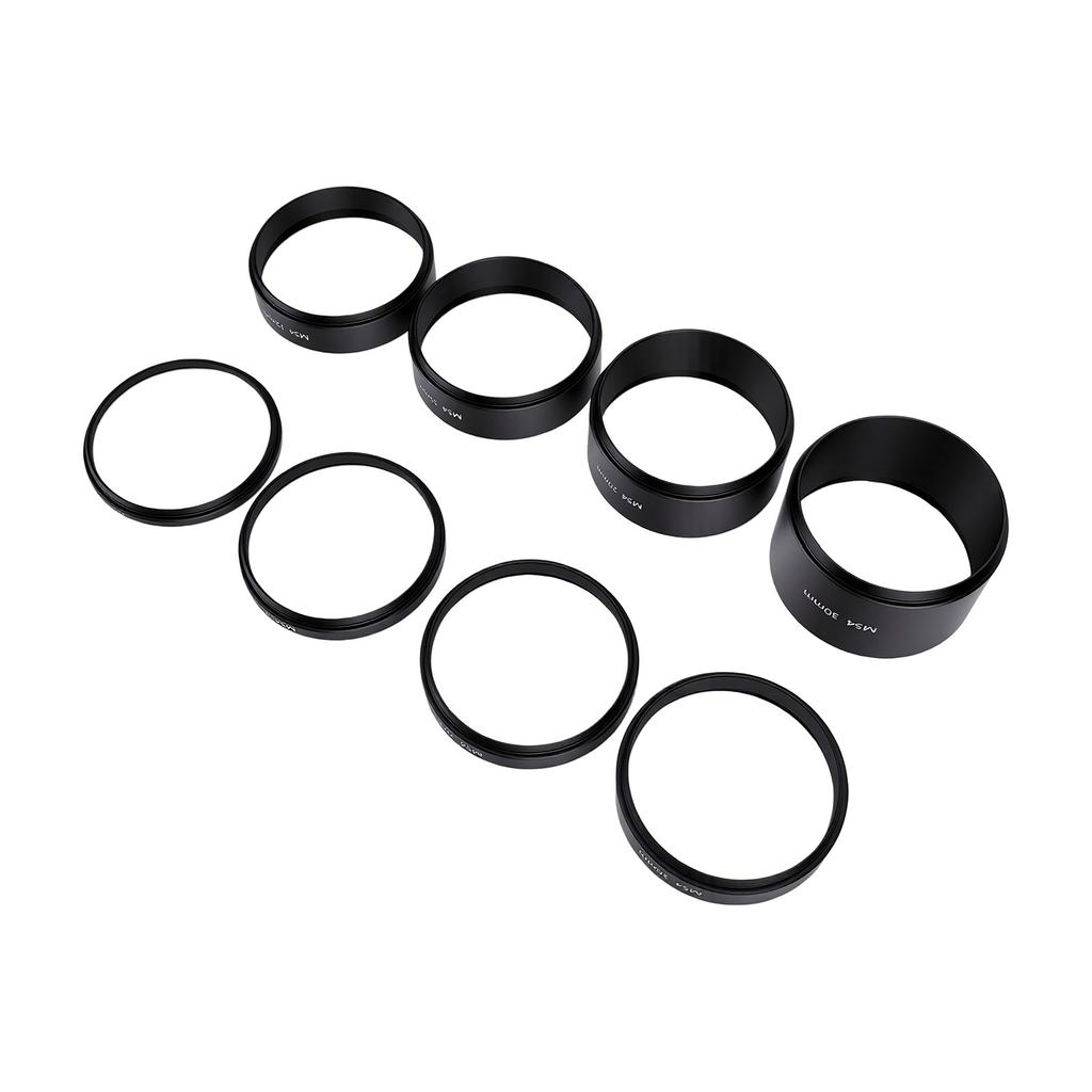 8PCS Black Telescope Extension Tube M54x0.75 Stackable Threaded Dazzle Proof Astronomical Telescope Spacer Kit
