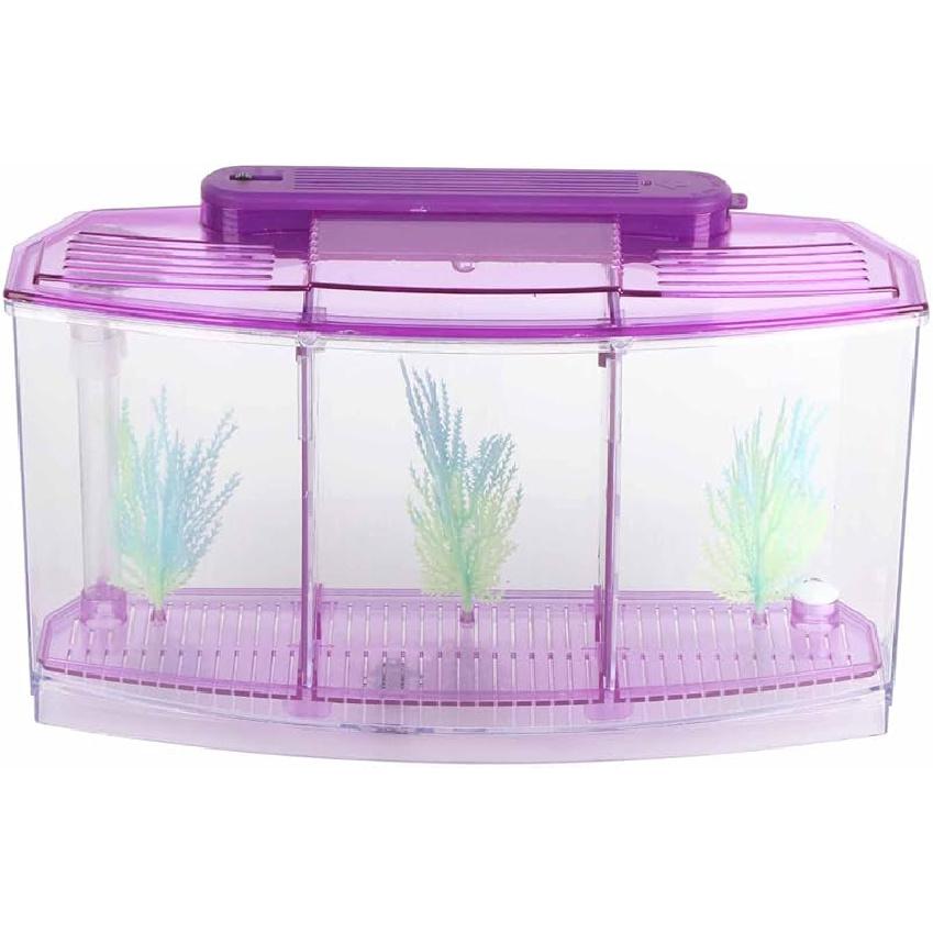 LIZEALUCKY Betta Fish Tank, Adjustable LED Light Acrylic Aquarium with Water Change Valve, Small Fish Tank Starter Kit for Office Home Room Decor