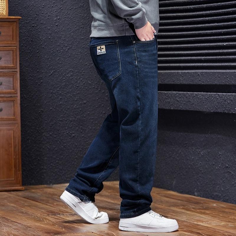 Fashionable Men's New Arrival Plus Size Jeans Relaxed Straight-Leg High-Waisted Trousers with High Elasticity