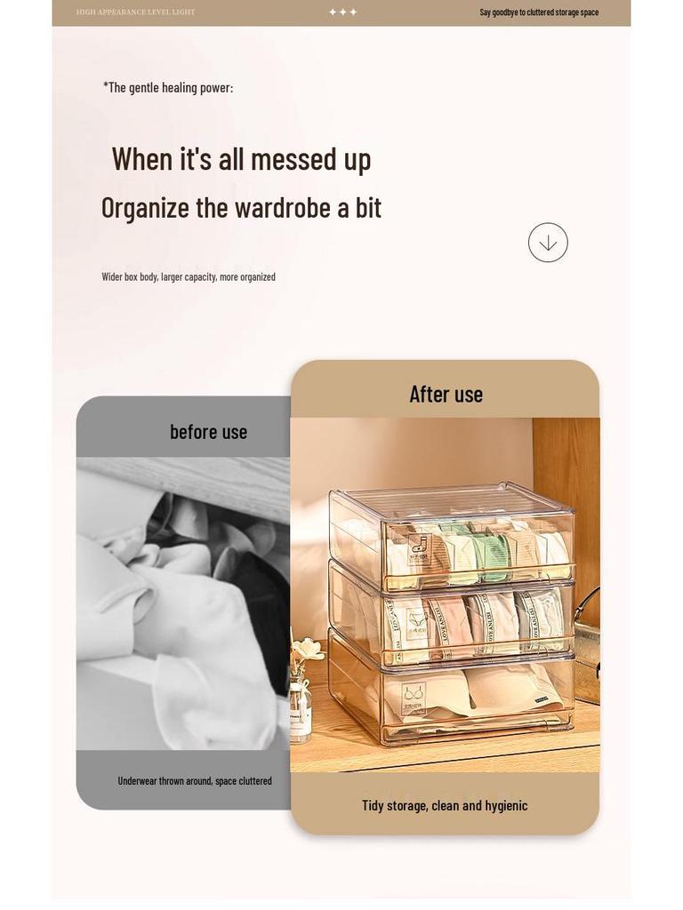 Stackable Multi-Layer Underwear and Medicine Organizer Box - Transparent, Multi-Purpose Storage.