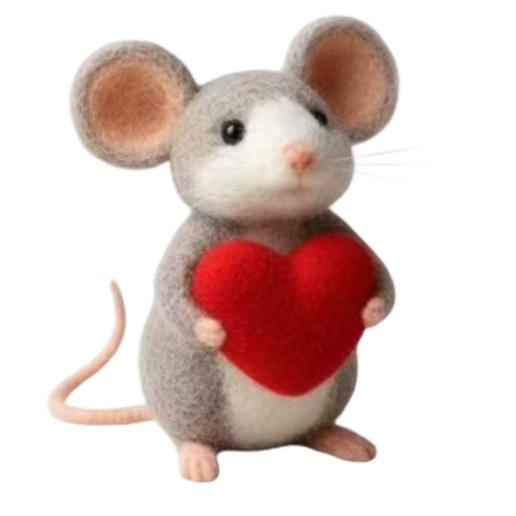 Valentine's Day Mouse Ornament Woolen Mouse Couple Desktop Figurine Multi-Tiered Tray Desktop Decoration Valentine's Day Gift Anniversary Gift