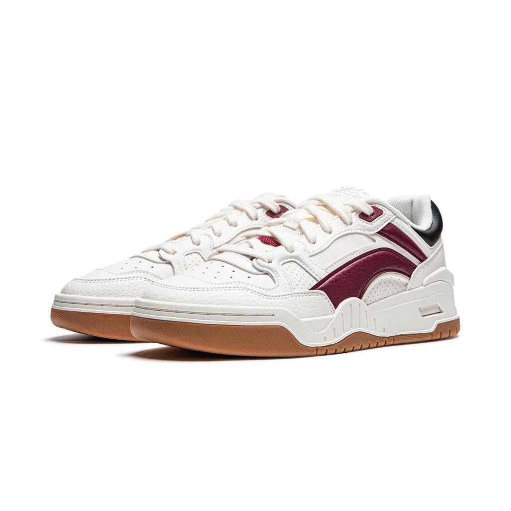 New LiNing Moon White 2.0 Anti Slip And Wear Resistant Breathable Low Top Skateboard Shoes Women's White Red AGCU276-1