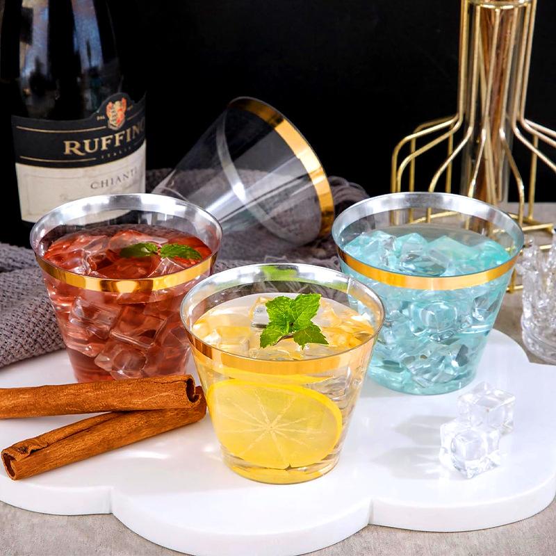 25PCS Disposable Champagne Clear Plastic Cup Outdoor Picnic Cup Drinking Cup for Parties Birthdays Weddings Cocktail Party