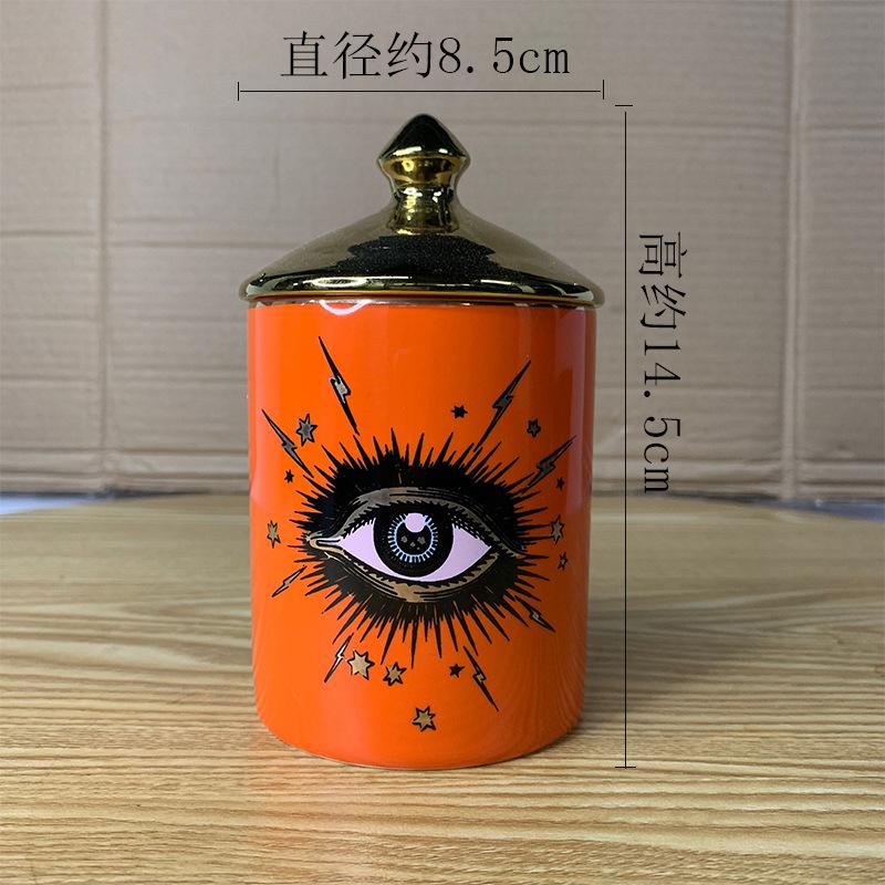 Abstract Eye Ceramic Cup Creative Abstract Coffee Cup with Lid Tableware Aromatherapy Candle Cup Candy Bottle Home Decoration