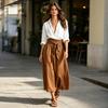 Damen 2-teiliges Maxiröck-Set Langarm-Hemd mit Knöpfen und Rock mit hoher Taille Passende Outfits Sommerurlaub Lounge-Sets