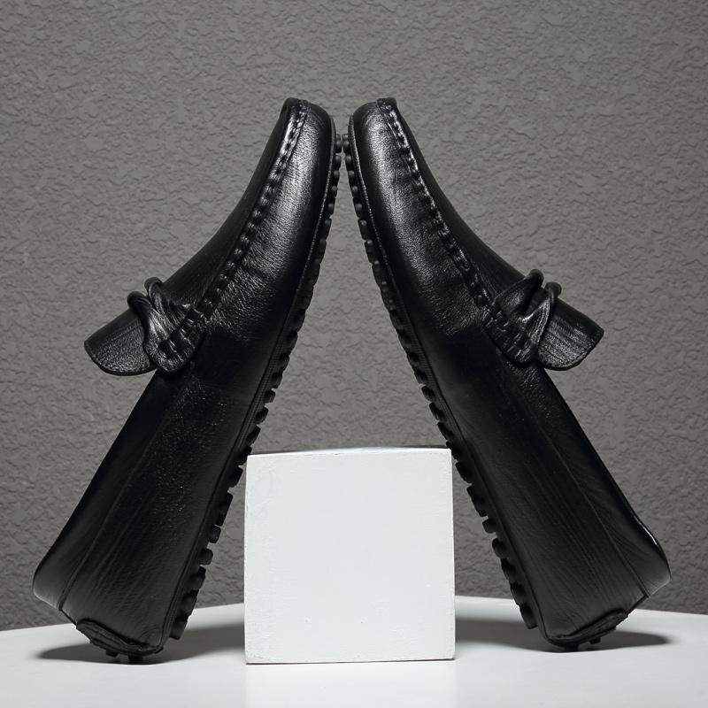 Pánské ležérní boty Luxusní pánské mokasíny z pravé kůže Pohodlné ploché boty Pánské prodyšné nazouvací boty na řízení Černé tenisky