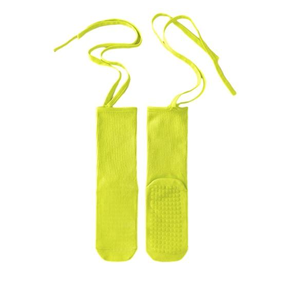 1 Pair Yoga Socks Pure Color Lace-up Elastic Compression Support Yoga Fitness Dance Socks with Silicone Anti-Slip Soles