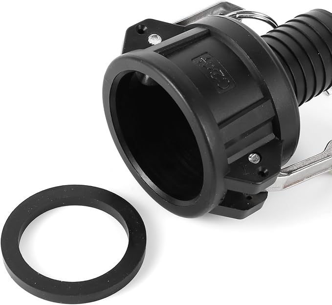 S60*6 IBC Tank Adapter PP Material Camlock Fitting, Type C, 64mm Female Camlock Coupler X 1" 1.5'' 2" Hose Shank