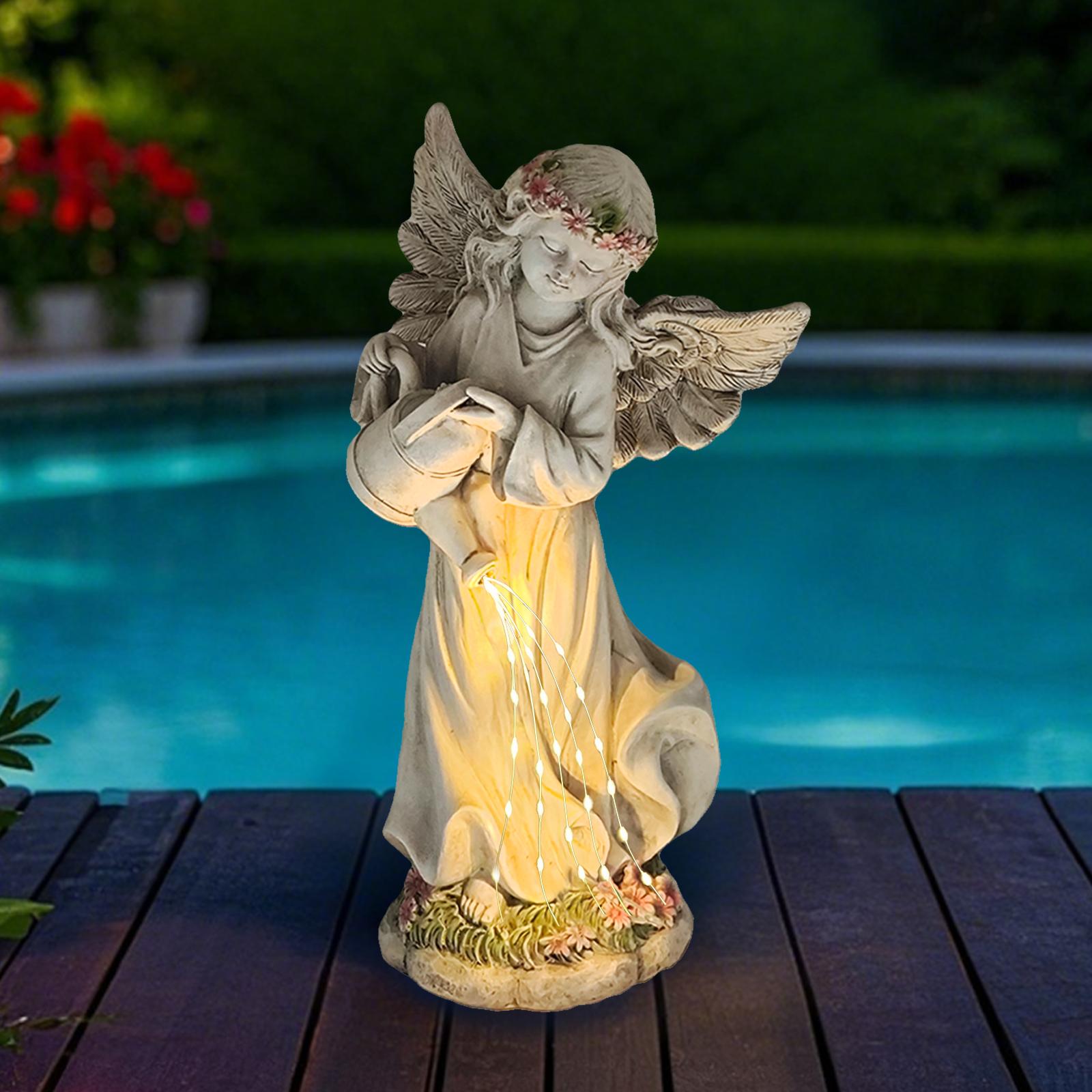

Статуї ангелів для саду, Сонячні вуличні статуї, Ангельський декор з лійкою, Ідеальні подарунки для саду 0-5W