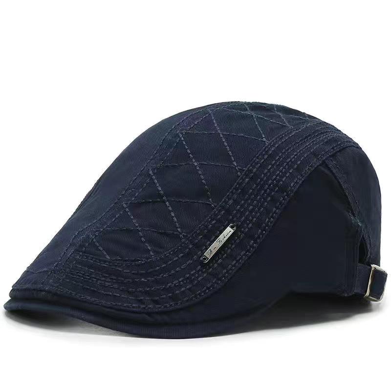 Men's Cotton Vintage Beret Adjustable Gatsby Ivy Irish Newsboy Cap Taxi Driver Cap Solid Color Casual Flat Duckbill Cap