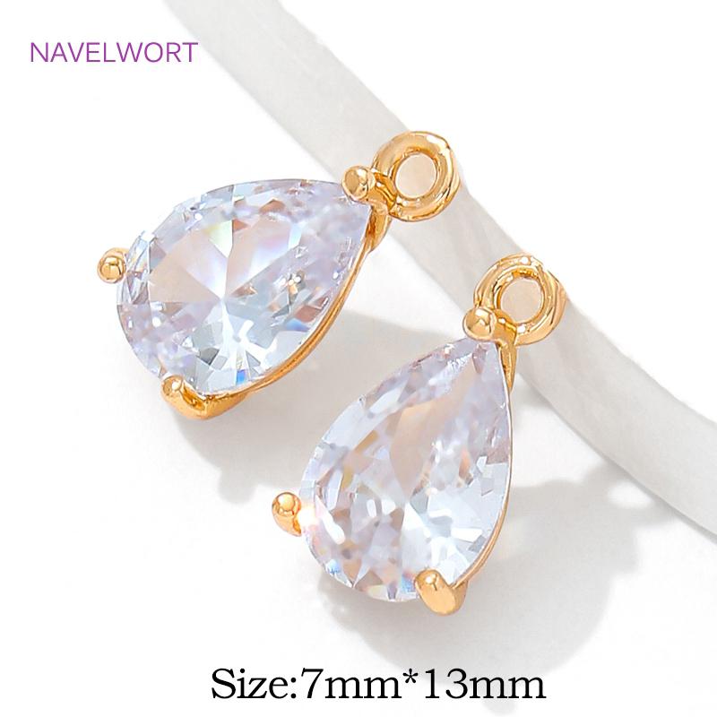 18K Gold Plated Brass Droplet Charms Pendants For Jewelry Making Accessories,Transparent Crystal Charms,DIY Jewelry Materials 2 pieces