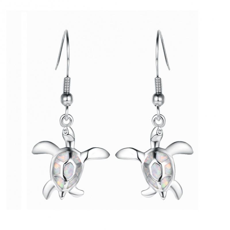 Wish Creative Platinum Opal Turtle Earrings ins Cold Wind Versatile Earrings