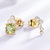 Umcho Real Natural Peridot 925 Sterling Silver Stud Earrings For Women Ladys Party Jewelry Asymmetrical Earrings Christmas Gift