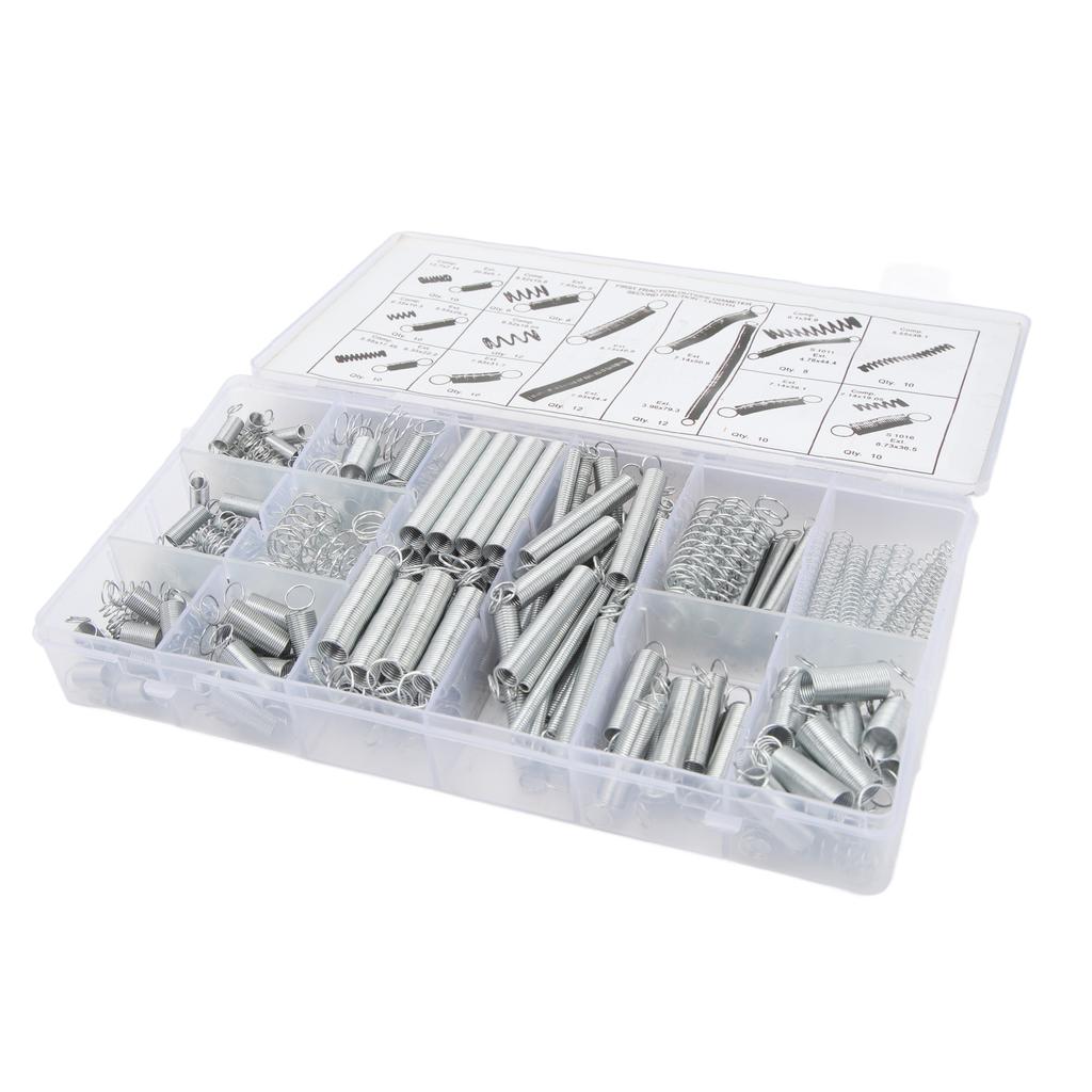 200 st Kompressions- och expansionsfjädrar Kit 20 stilar Förzinkat stål för Bilreparation DIY-projekt