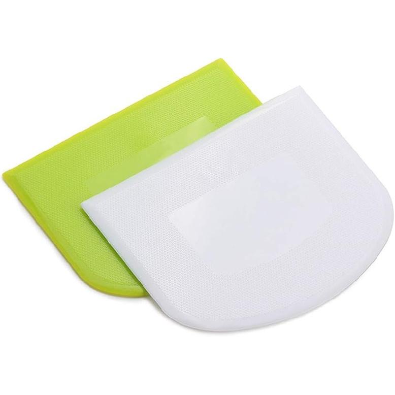 WAFJAMF 2 PCS Plastic Dough Scraper Bowl Scraper, Food-Grade Bench Scraper, Flexible Dough Cutter, Multipurpose Food Scrappers for Bread, Cake, dough scraper-2 Pcs
