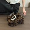 Fashion Casual Thick Soled Flip Flops for Women Summer New Fashion Metal Buckle Leopard Print Hollowed Out Beach Wedge Sandals Size34 39