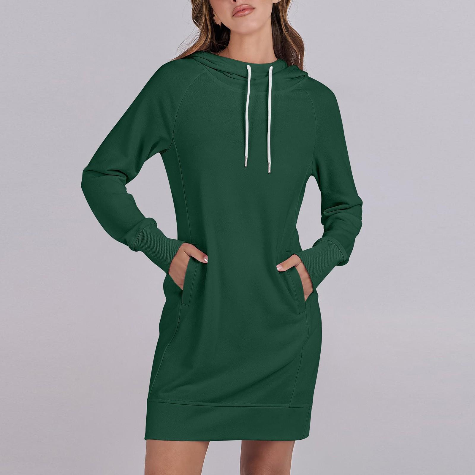 

Женские осенние топы с длинным рукавом, круглый вырез, лоскутная толстовка, повседневные платья с рукавом реглан и капюшоном L армия зеленый