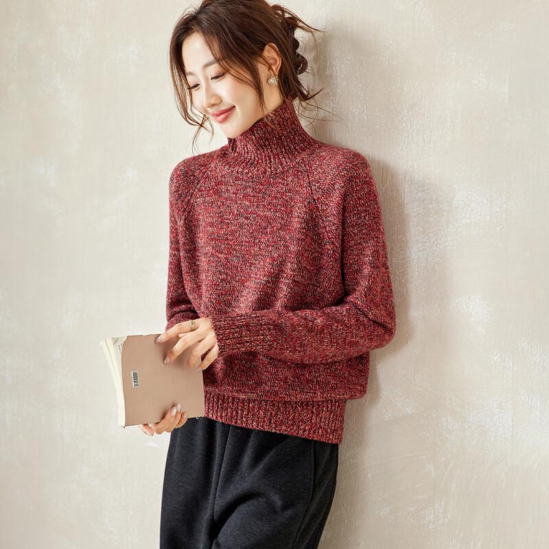 Srcr Women's Loose Fit High-Neck 100% Wool Sweater