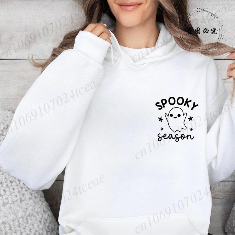 

Хэллоуинские толстовки для женщин, забавные толстовки с графикой призраков для жуткой вечеринки, осенние пуловеры, толстовки, топы 3XL