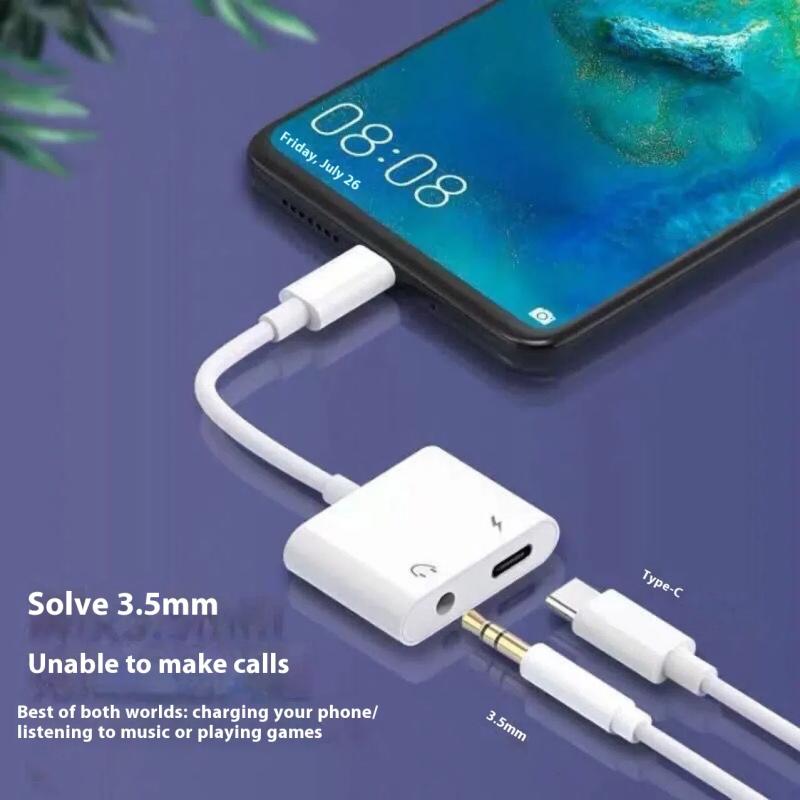 2v1 Audio Adaptér USB-C na 3,5mm Jack Type-C Nabíjení 3,5mm Aux Kabel Pro Samsung Xiaomi Huawei Konektor Pro Kabelová Sluchátka