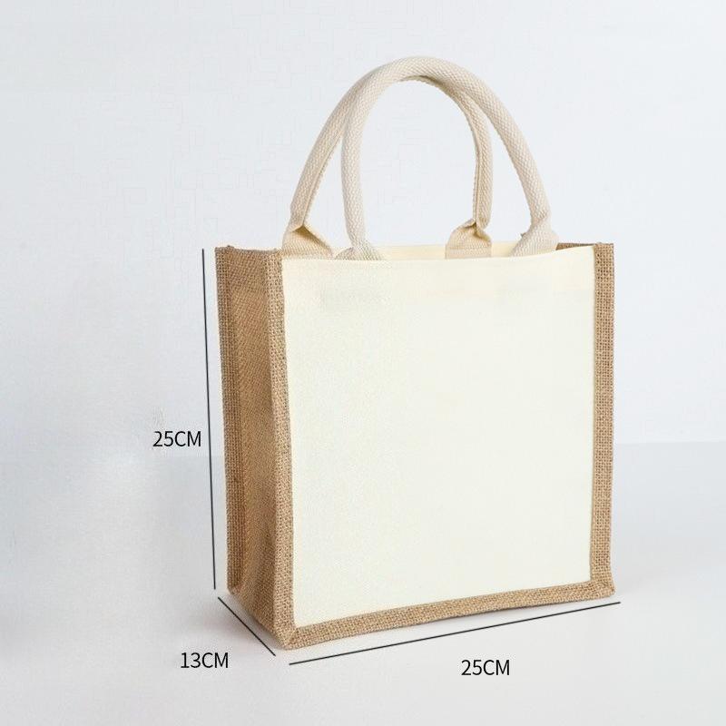 Jute Tragetasche Jute Tragetasche Vintage Wiederverwendbare Lebensmittel Einkaufen Hochzeit Geburtstagsgeschenktasche Handgemachte Leinentaschen Tragbare Damenhandtaschen
