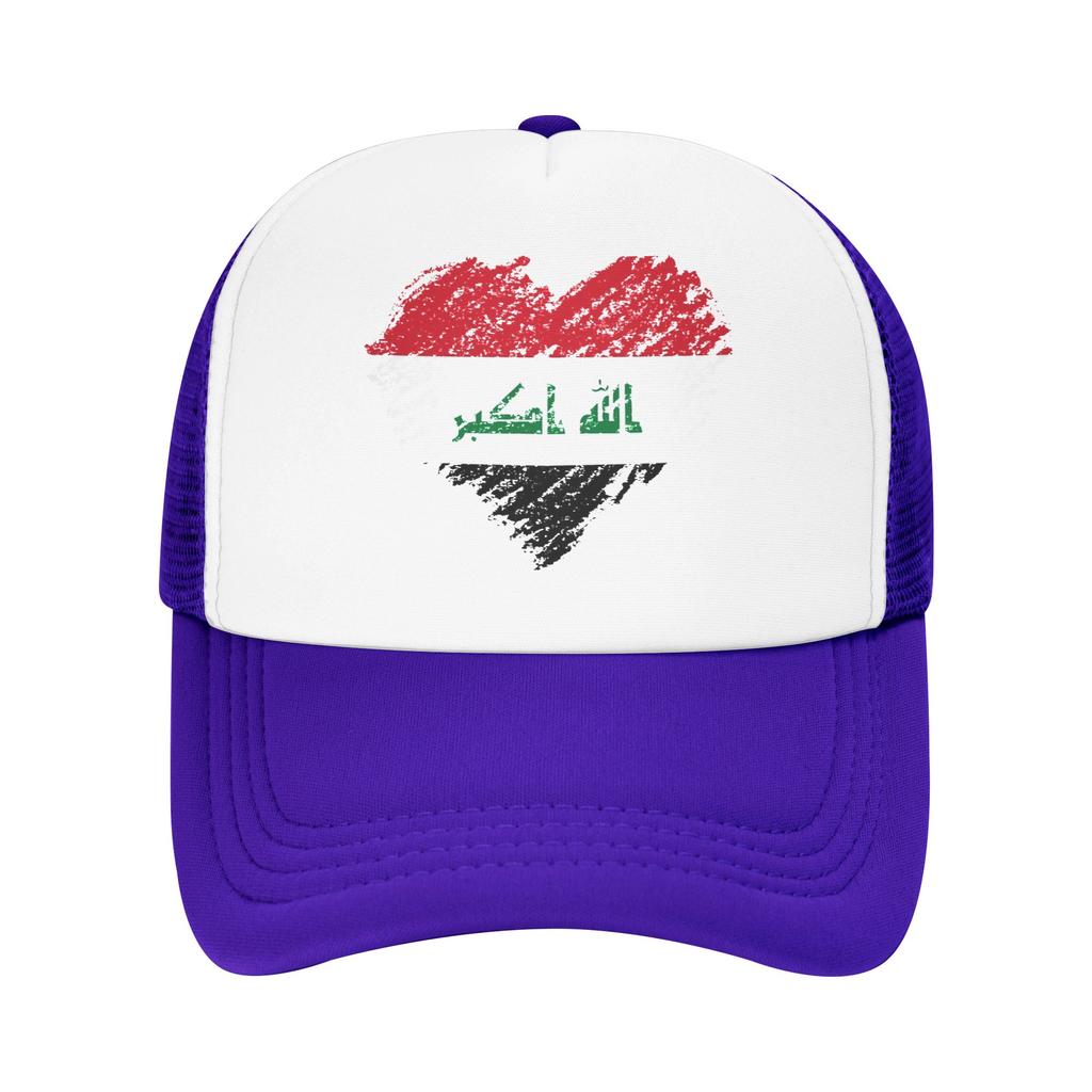 Iraq Flag Iraqi Mesh Baseball Caps Unisex Women Fitted Trucker Hat Hats Adjustable Polyester Sun Caps Summer Trucker Cap