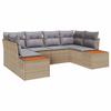 Garden Sofa Set 6 Pieces Beige Poly Rattan