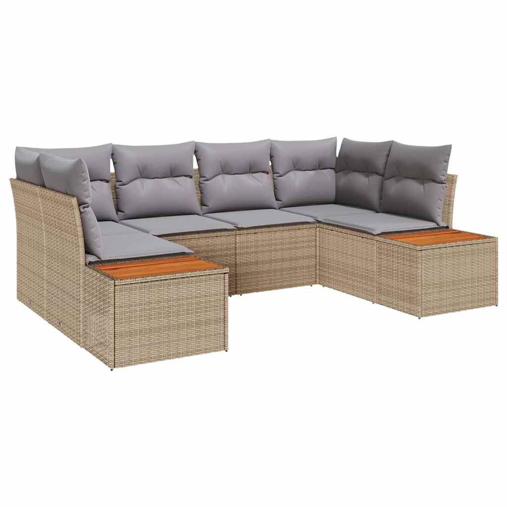 Garden Sofa Set 6 Pieces Beige Poly Rattan