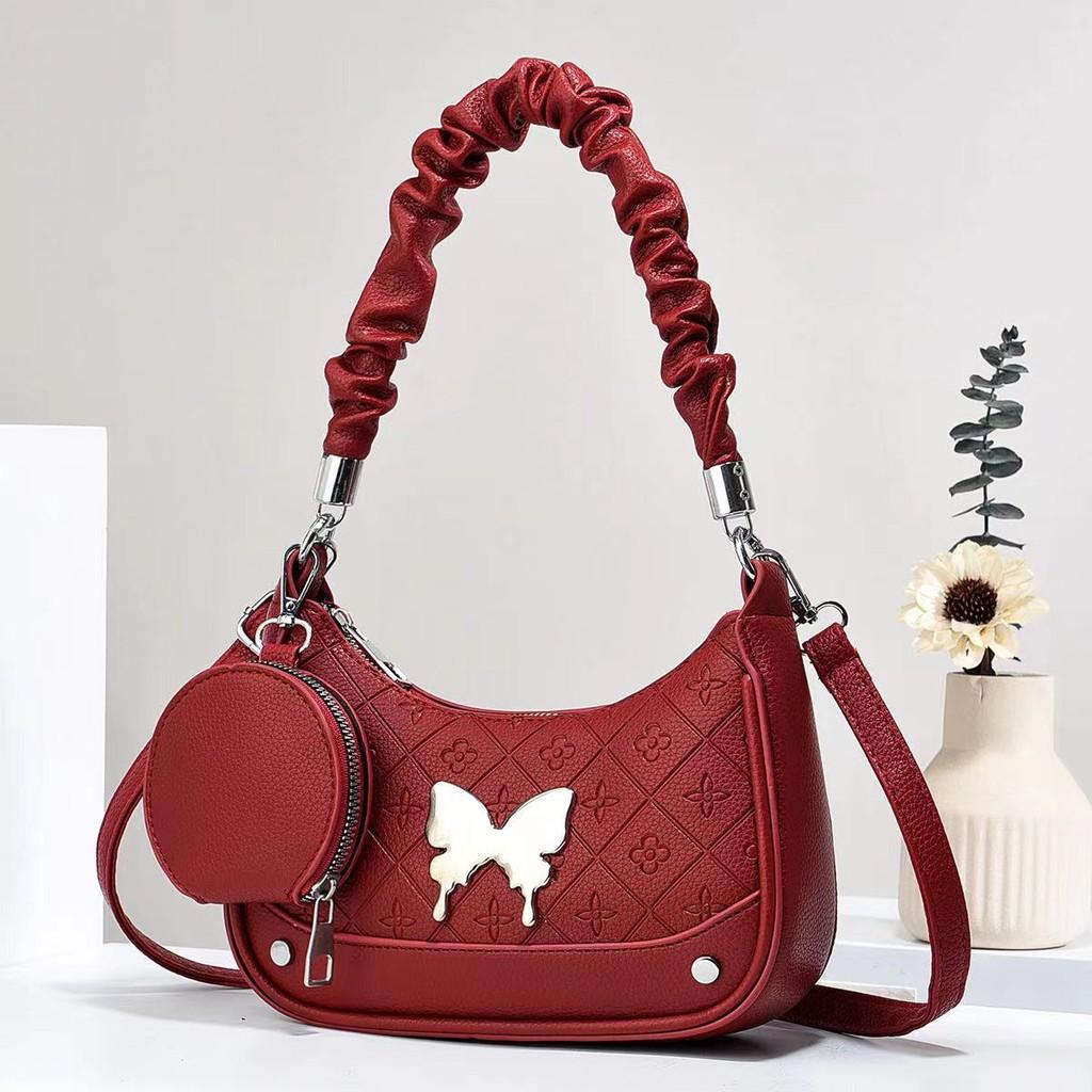 Trendy Small Quilted Butterfly Shoulder Bag With Soft Texture And Multiple Colors