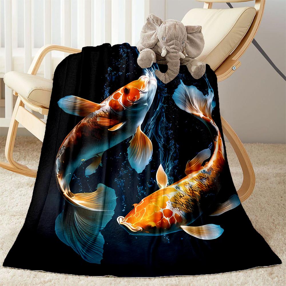 Koi Fish Lake Blanket Warmthful Decor Perfect for Chair Sofa Seaside for All Seasons Digital Print Best Holiday Gift for Friends Family