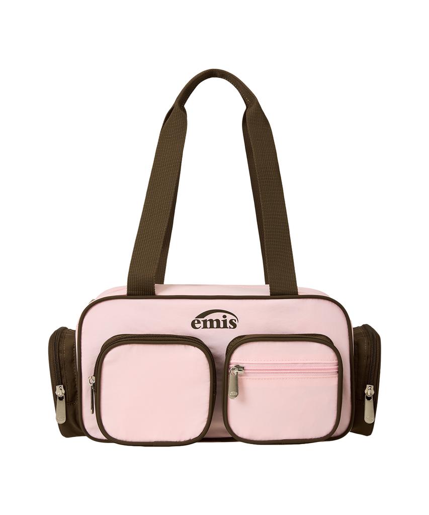 Emis Nylon Color-Block Shoulder Bag-Pink