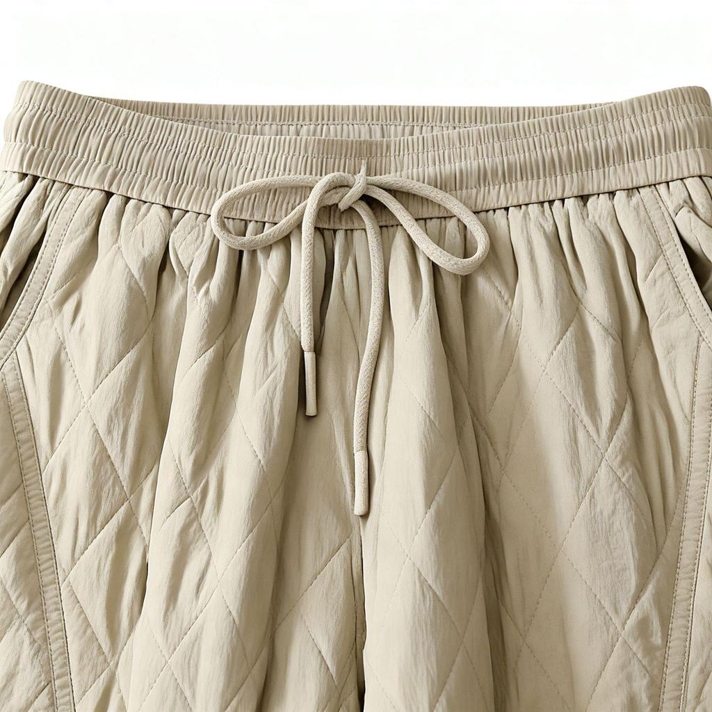 2025 Winter Women's High Waist Retro Quilted Padded Pants