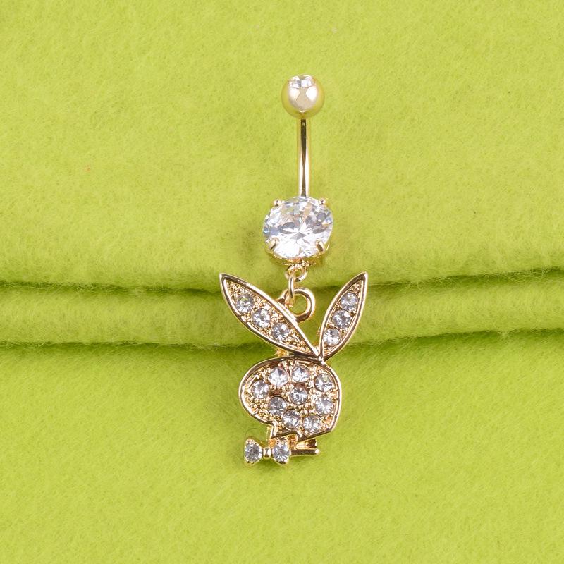 RUI RUI YU Modischer Bauchnabelpiercing mit vergoldetem Kaninchen-Stein und Diamanten