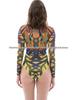 Cross-Border Long Sleeve Floral Swimsuit with Sun Protection and Mesh Bikini for Women