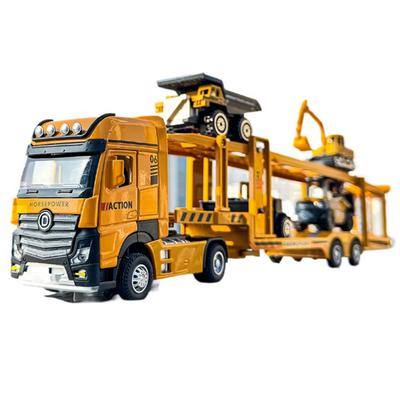1/32 Engineeringtoy Transportautos Modellspielzeug Legierung Druckguss Doppelschichtiges LKW-Spielzeug Pull Back Sound Light Fahrzeug für Jungen Geschenk