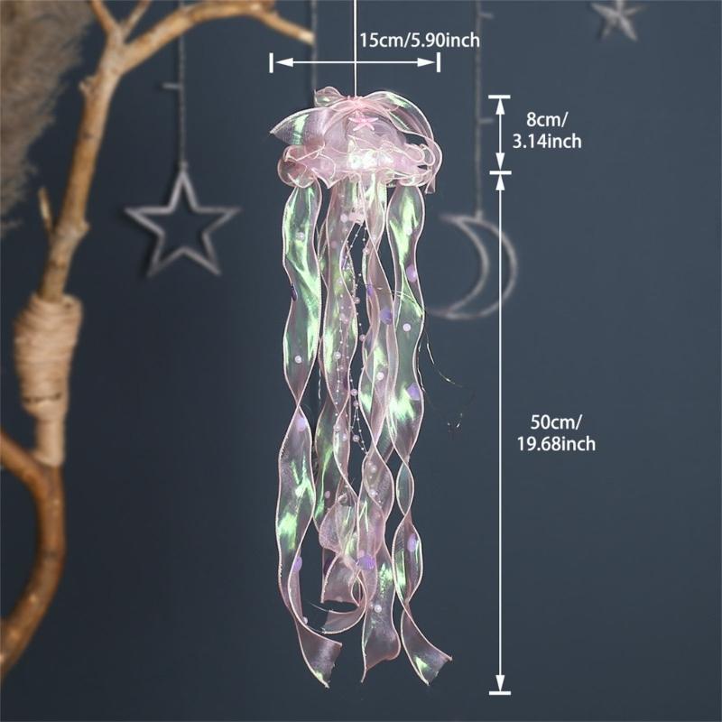 Handhold Light Up Jellyfish Lamp Toy Glowing Chandeliers Ambient Light for Restaurant Girls Kids Holiday Room Ornament