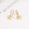 PONYKISS S Sterling Silver Hollow Bowknot Pendant Hoop Earrings for Women Cute Fine  Minimalist Light luxury Accessory