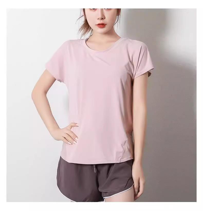 Damen Schnelltrocknendes Rückenfreies Yoga-T-Shirt - Atmungsaktiv, Locker Geschnitten, Kurzärmlige Sommer-Aktivbekleidung