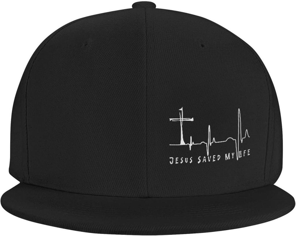 Jesus Saved My Life Cross Heartbeat Snapback Cap Christian Baseball Hat Casual Adjustable