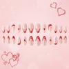 24 Buc. Unghii False Franceze de Ziua Îndrăgostiților, Lungi, în Formă de Migdală, Acoperire Completă, Unghii Artificiale, Lucioase, Autocolante, cu Design de Inimă