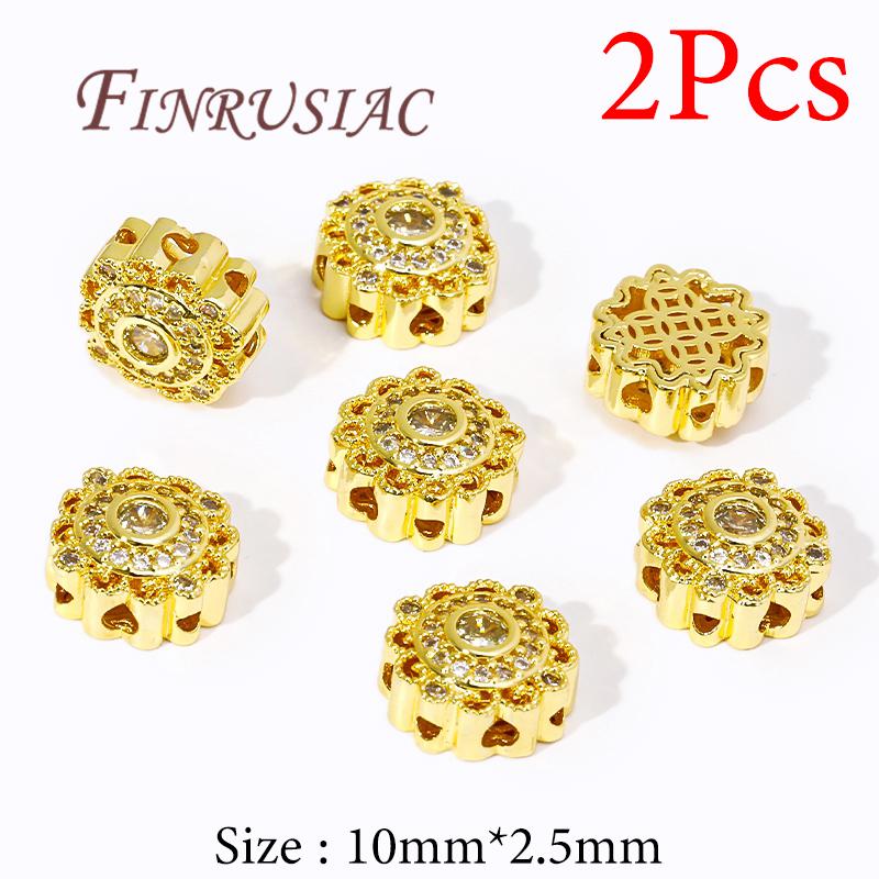 18K Real Gold Plated Large Hole Beads Spacer Beads Separators For Bead DIY Jewelry Making Supplies Bracelets Accessories