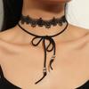 Accessories Black Neck Chain Lace, Clavicle Chain Light Luxury High-end, Hollow Fringe Gothic Necklace Women