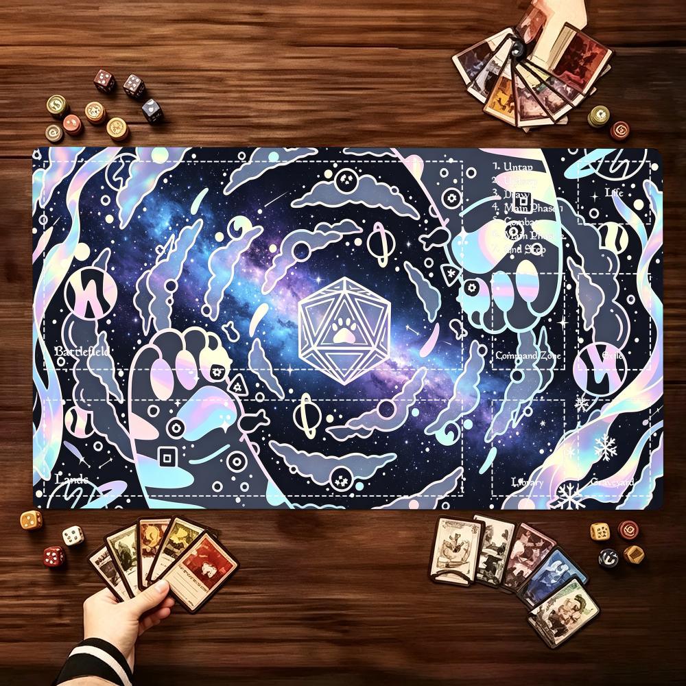 Cosmic Swirl Mystic Rune Pattern Game Playmat Non Slip Rubber Smooth Extended Table Mat For Trading Card Game Tabletop Sessions